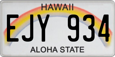 HI license plate EJY934