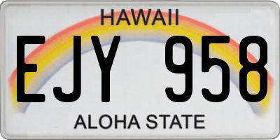 HI license plate EJY958