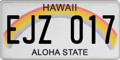 HI license plate EJZ017