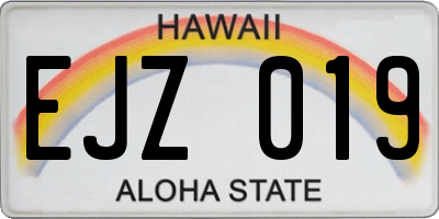 HI license plate EJZ019