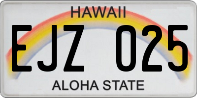 HI license plate EJZ025