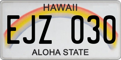 HI license plate EJZ030