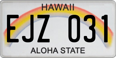 HI license plate EJZ031