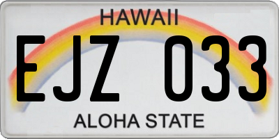 HI license plate EJZ033