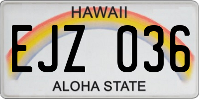 HI license plate EJZ036