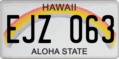 HI license plate EJZ063