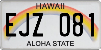 HI license plate EJZ081