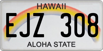 HI license plate EJZ308