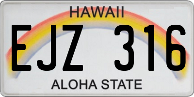 HI license plate EJZ316