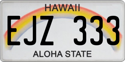 HI license plate EJZ333