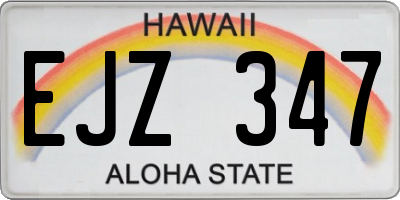 HI license plate EJZ347