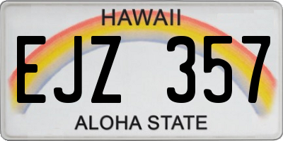 HI license plate EJZ357