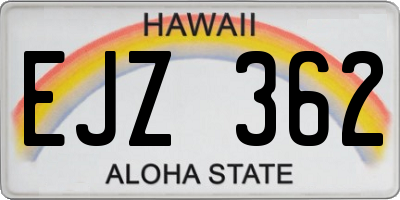 HI license plate EJZ362