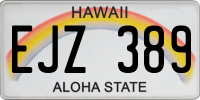 HI license plate EJZ389