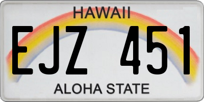 HI license plate EJZ451