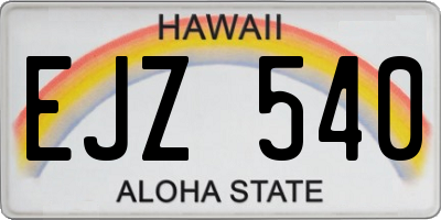 HI license plate EJZ540