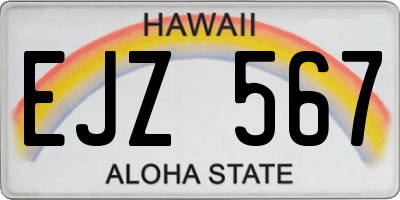 HI license plate EJZ567