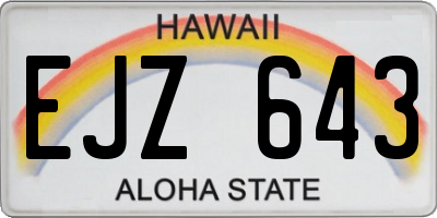 HI license plate EJZ643