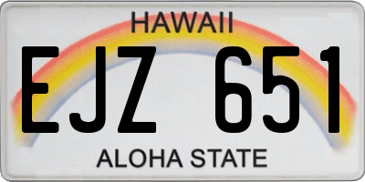 HI license plate EJZ651