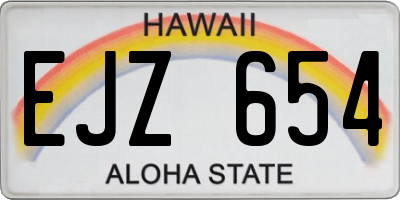 HI license plate EJZ654