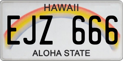 HI license plate EJZ666