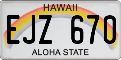 HI license plate EJZ670