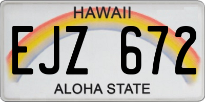 HI license plate EJZ672
