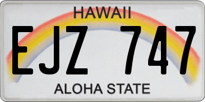 HI license plate EJZ747