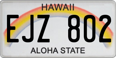 HI license plate EJZ802