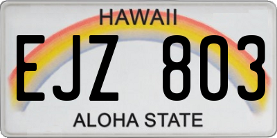 HI license plate EJZ803