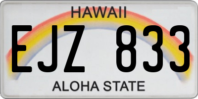 HI license plate EJZ833