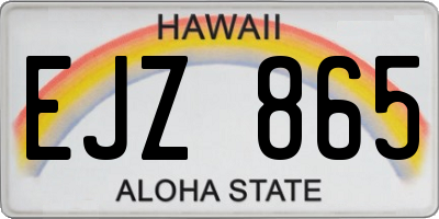 HI license plate EJZ865
