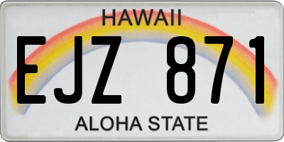 HI license plate EJZ871