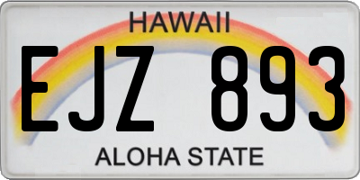 HI license plate EJZ893