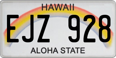 HI license plate EJZ928
