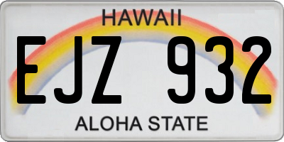 HI license plate EJZ932