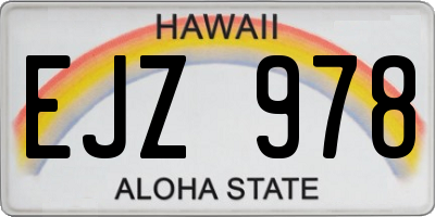 HI license plate EJZ978