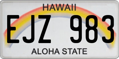 HI license plate EJZ983