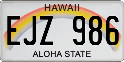 HI license plate EJZ986