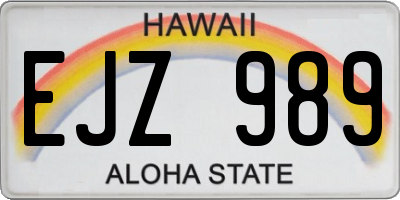 HI license plate EJZ989