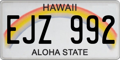 HI license plate EJZ992