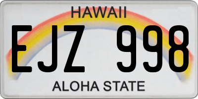 HI license plate EJZ998