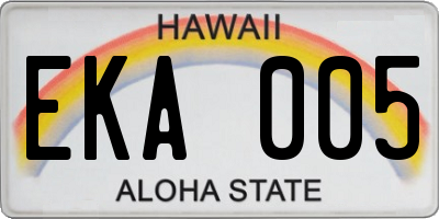 HI license plate EKA005