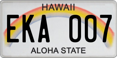 HI license plate EKA007