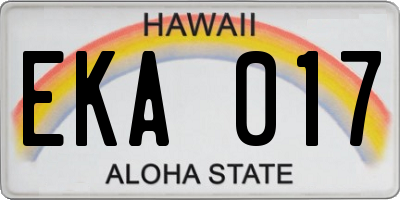 HI license plate EKA017