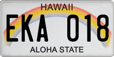 HI license plate EKA018