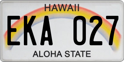 HI license plate EKA027