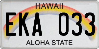 HI license plate EKA033