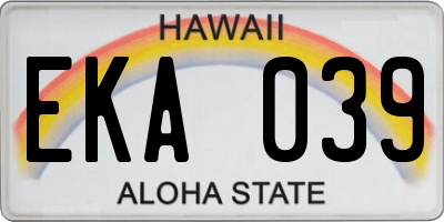 HI license plate EKA039