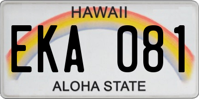 HI license plate EKA081